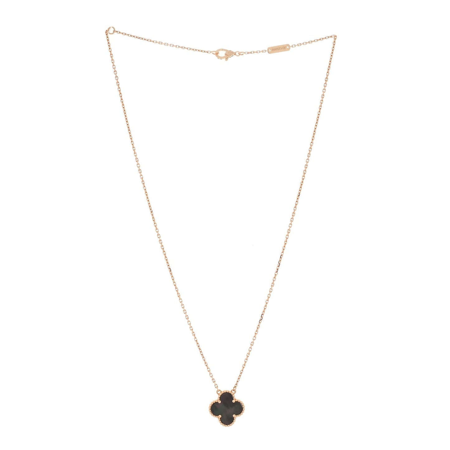 Van Cleef & Arpels 18K Rose Gold Gray Mother of Pearl Vintage Alhambra Pendant Necklace