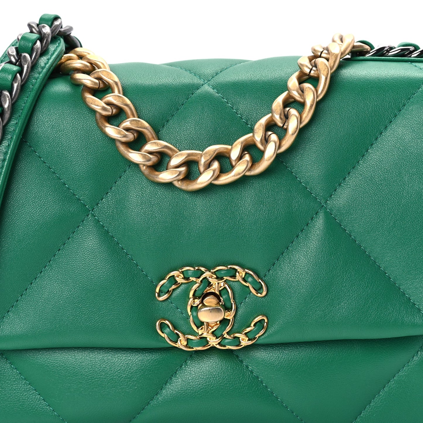 Chanel Lambskin Quilted Medium 19 Flap  Green