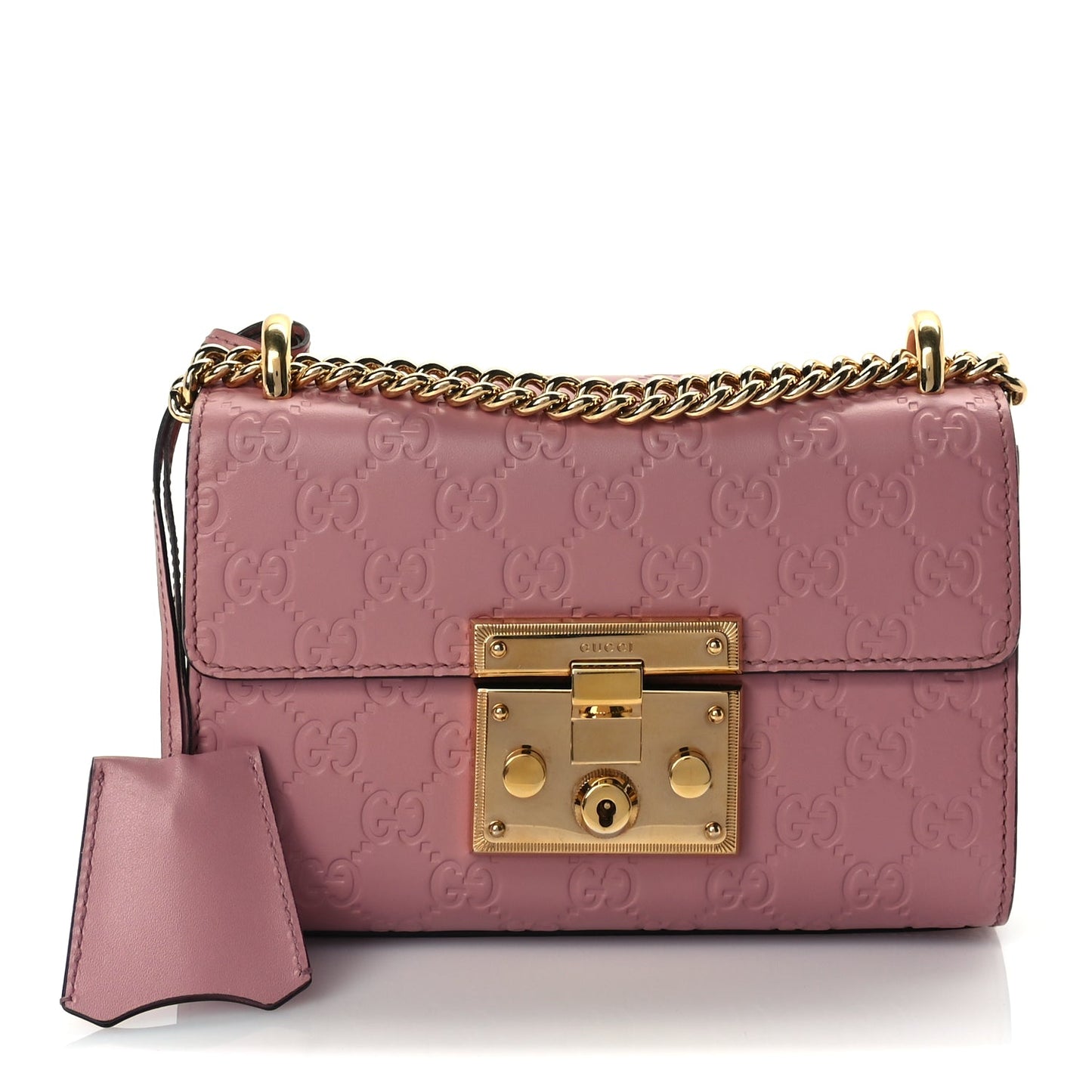 Gucci Guccissima Small Padlock Shoulder Bag  Rose Baby Candy