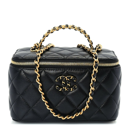 Chanel Lambskin Quilted 19 Pick Me Up Vanity Case  Black