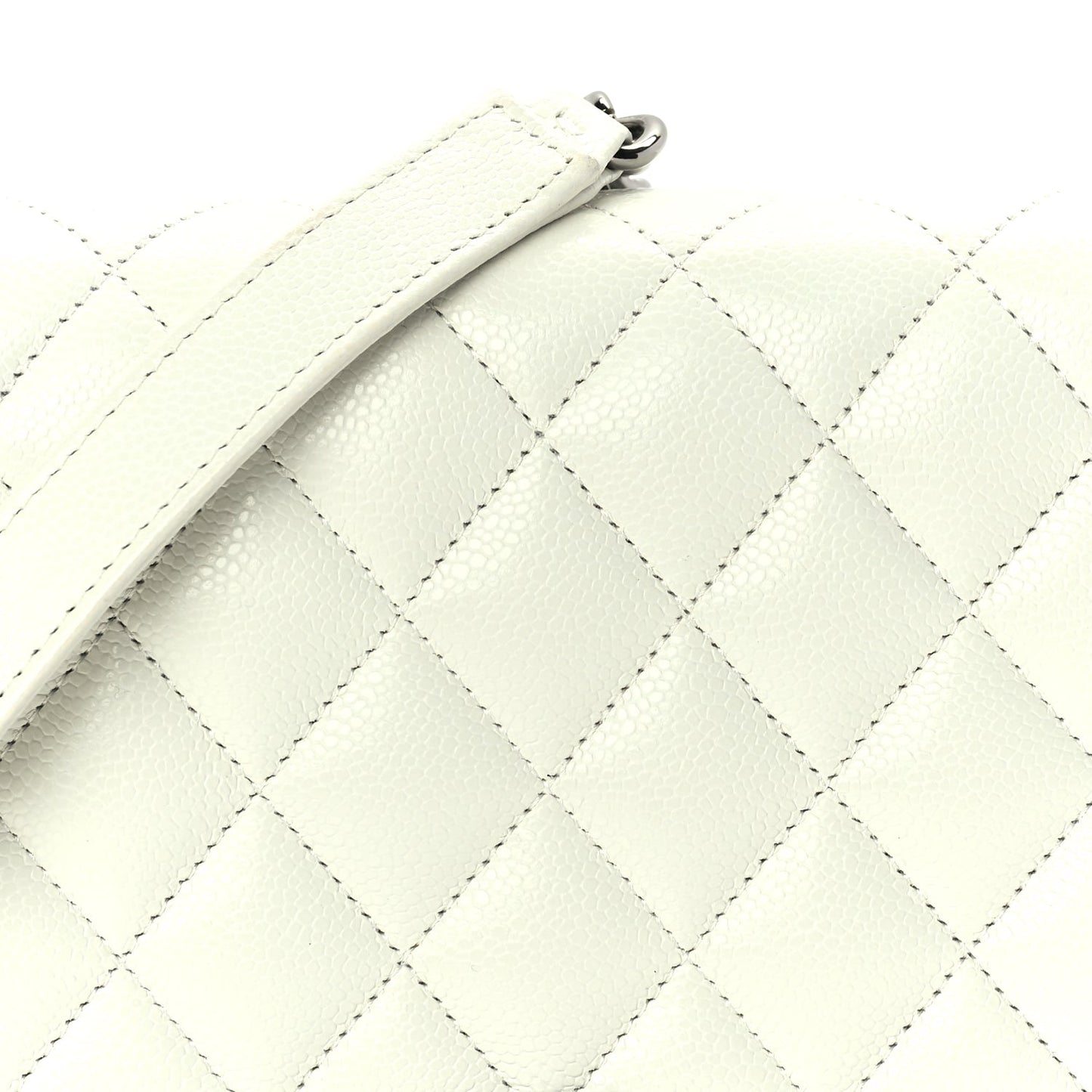 Chanel Caviar Quilted Boy Wallet On Chain WOC White