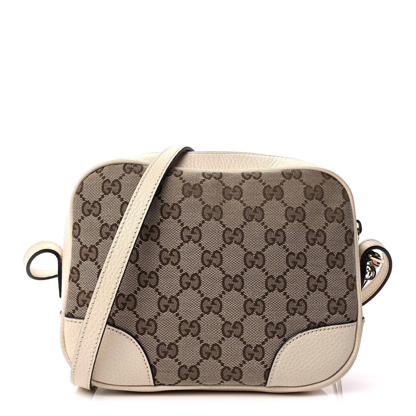 Gucci Monogram Dollar Calfskin Mini Bree Messenger Bag  Beige Ebony Avoire