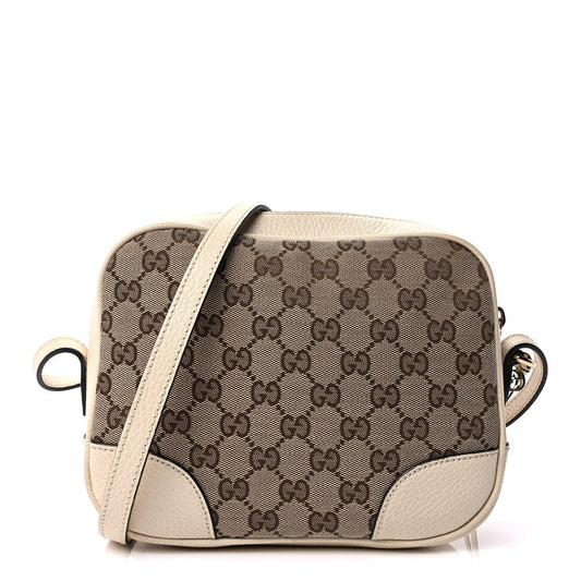 Gucci Monogram Dollar Calfskin Mini Bree Messenger Bag  Beige Ebony Avoire