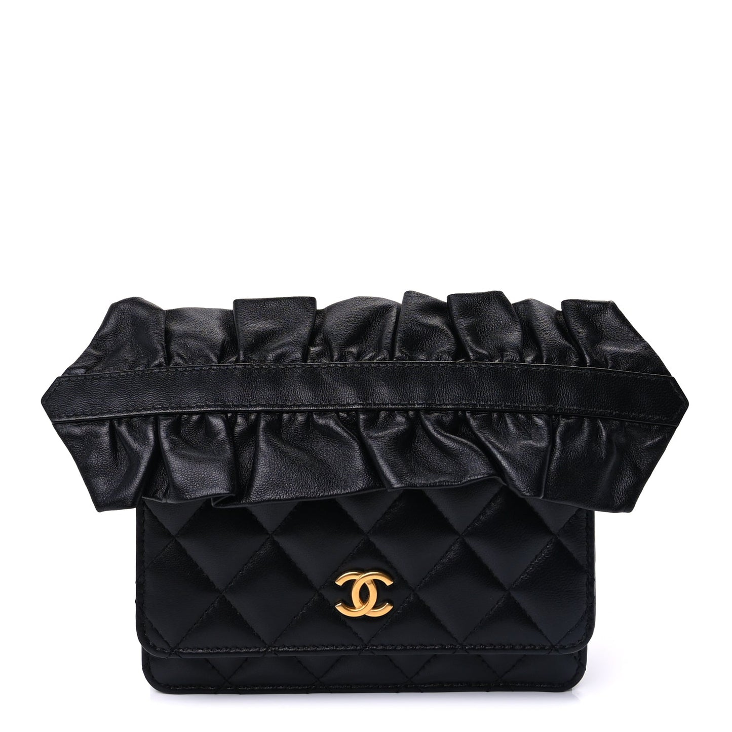 Chanel Lambskin Quilted Mini Romance Wallet On Chain WOC Black