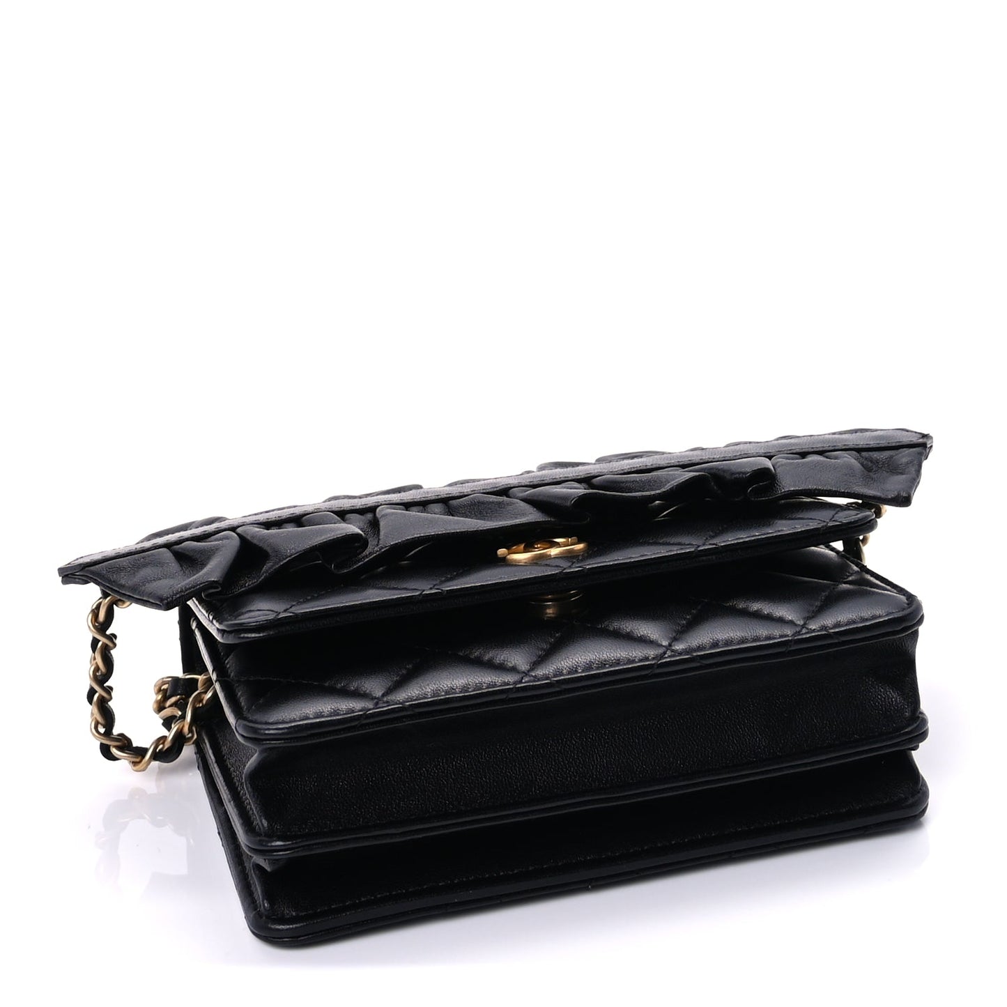 Chanel Lambskin Quilted Mini Romance Wallet On Chain WOC Black
