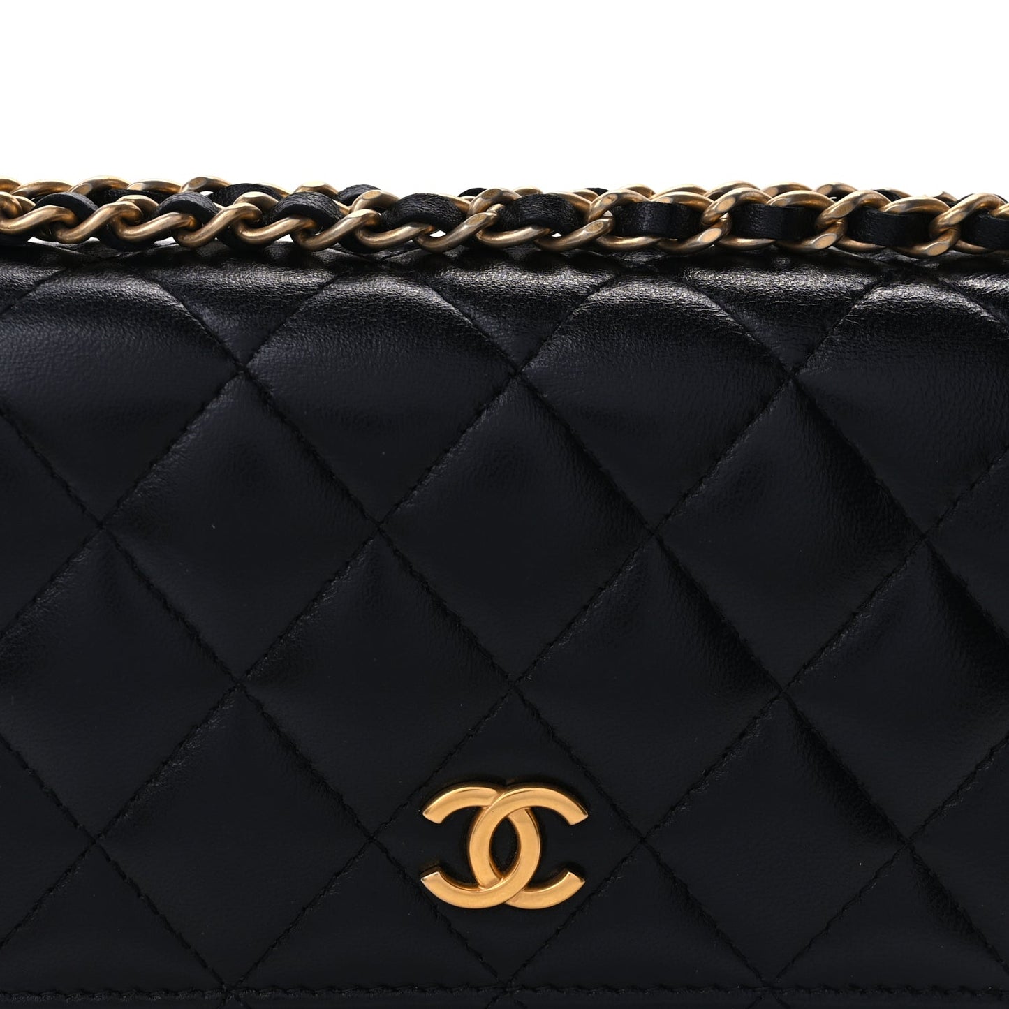Chanel Lambskin Quilted Mini Romance Wallet On Chain WOC Black