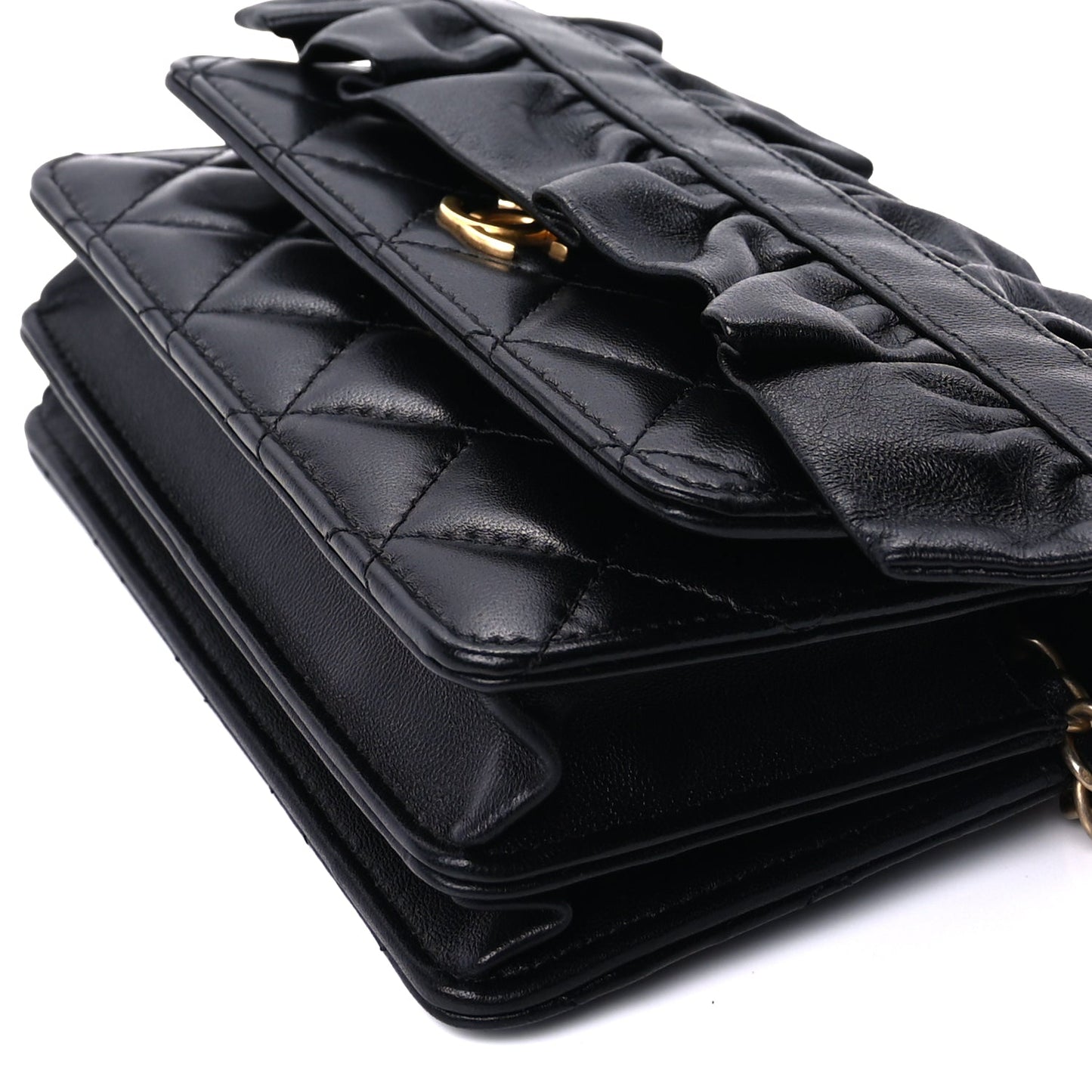 Chanel Lambskin Quilted Mini Romance Wallet On Chain WOC Black