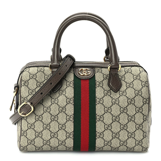 Gucci GG Supreme Monogram Web Small Ophidia Top Handle Bag Beige Ebony