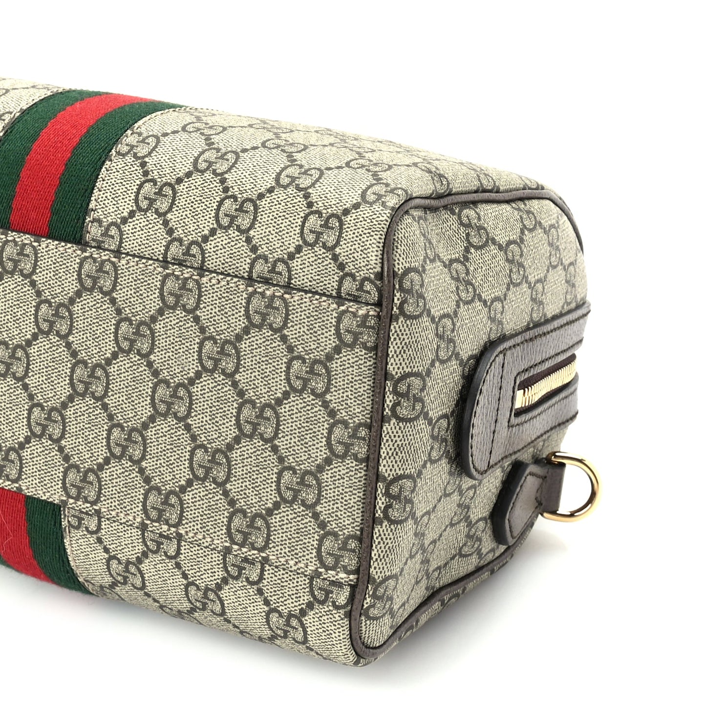 Gucci GG Supreme Monogram Web Small Ophidia Top Handle Bag Beige Ebony