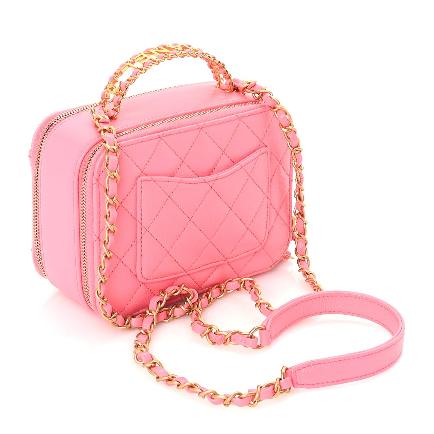 Chanel Caviar Quilted Pick Me Up Mini Vanity Case  Pink