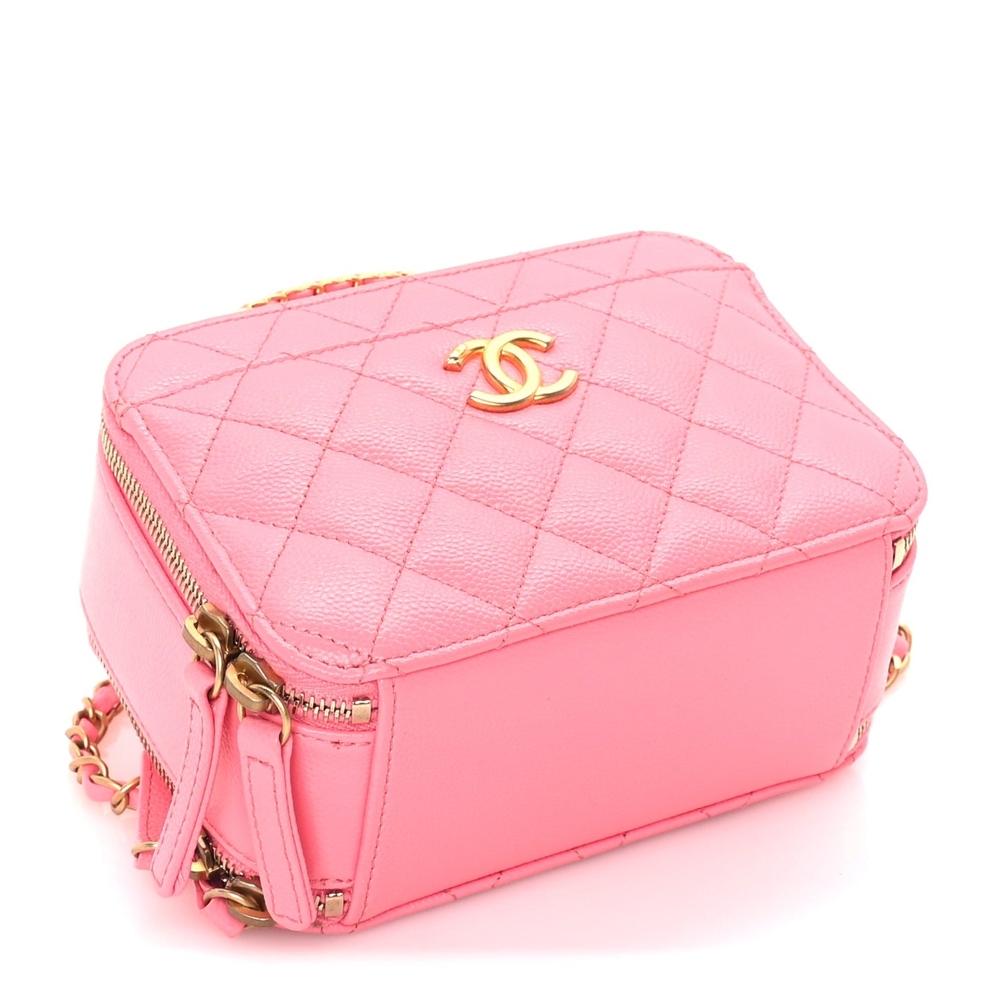 Chanel Caviar Quilted Pick Me Up Mini Vanity Case  Pink