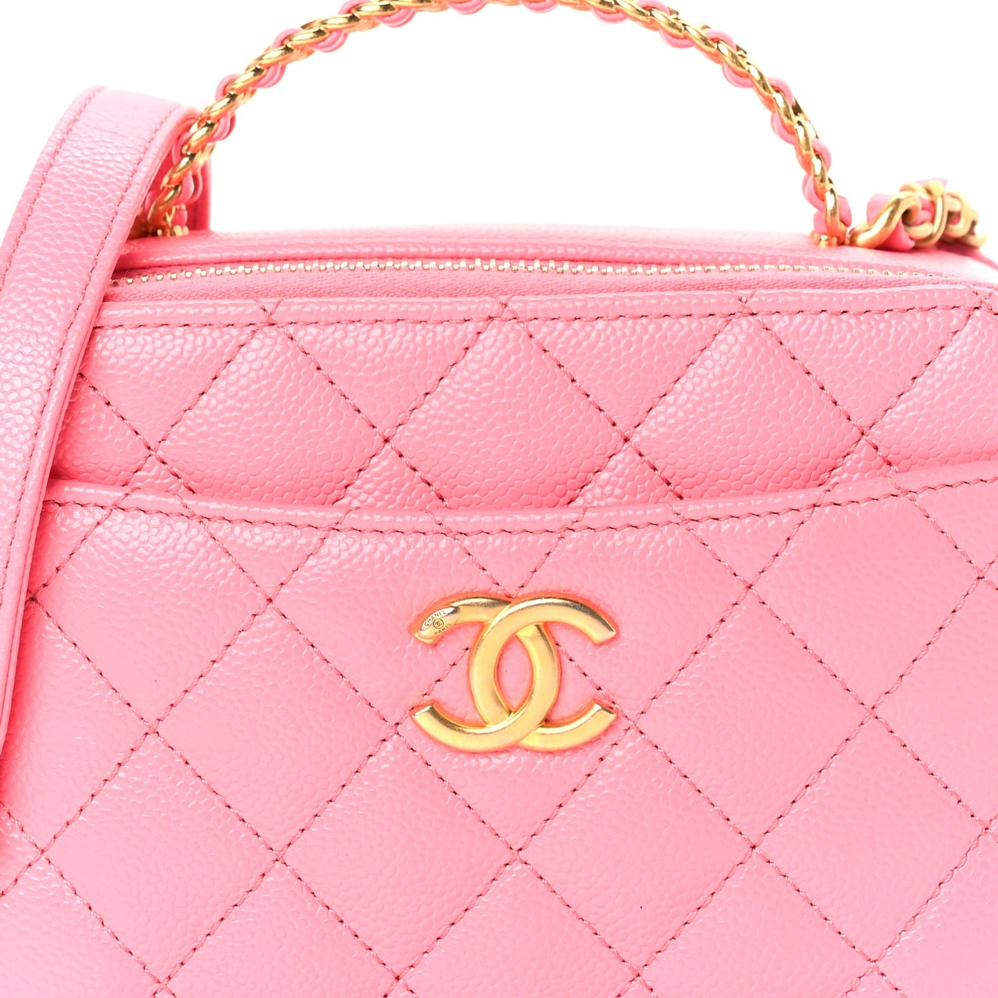 Chanel Caviar Quilted Pick Me Up Mini Vanity Case  Pink