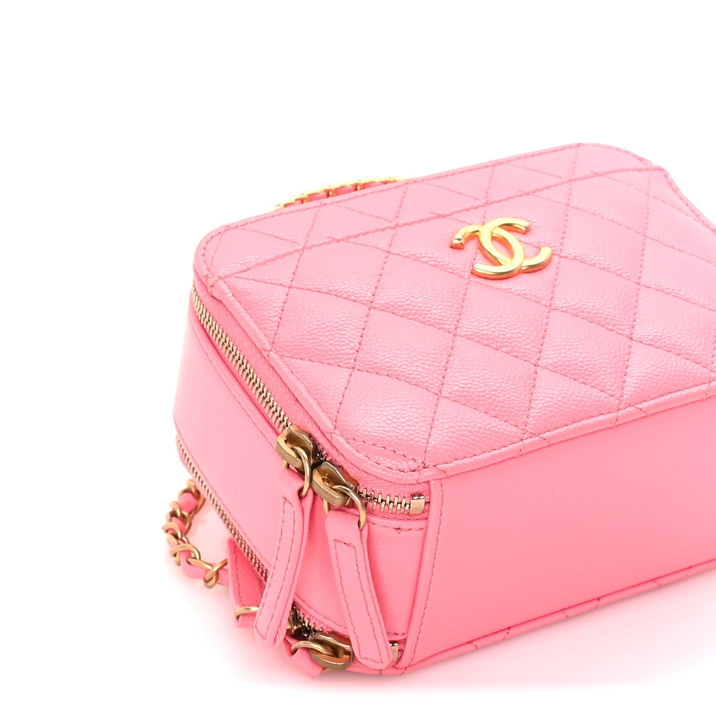 Chanel Caviar Quilted Pick Me Up Mini Vanity Case  Pink