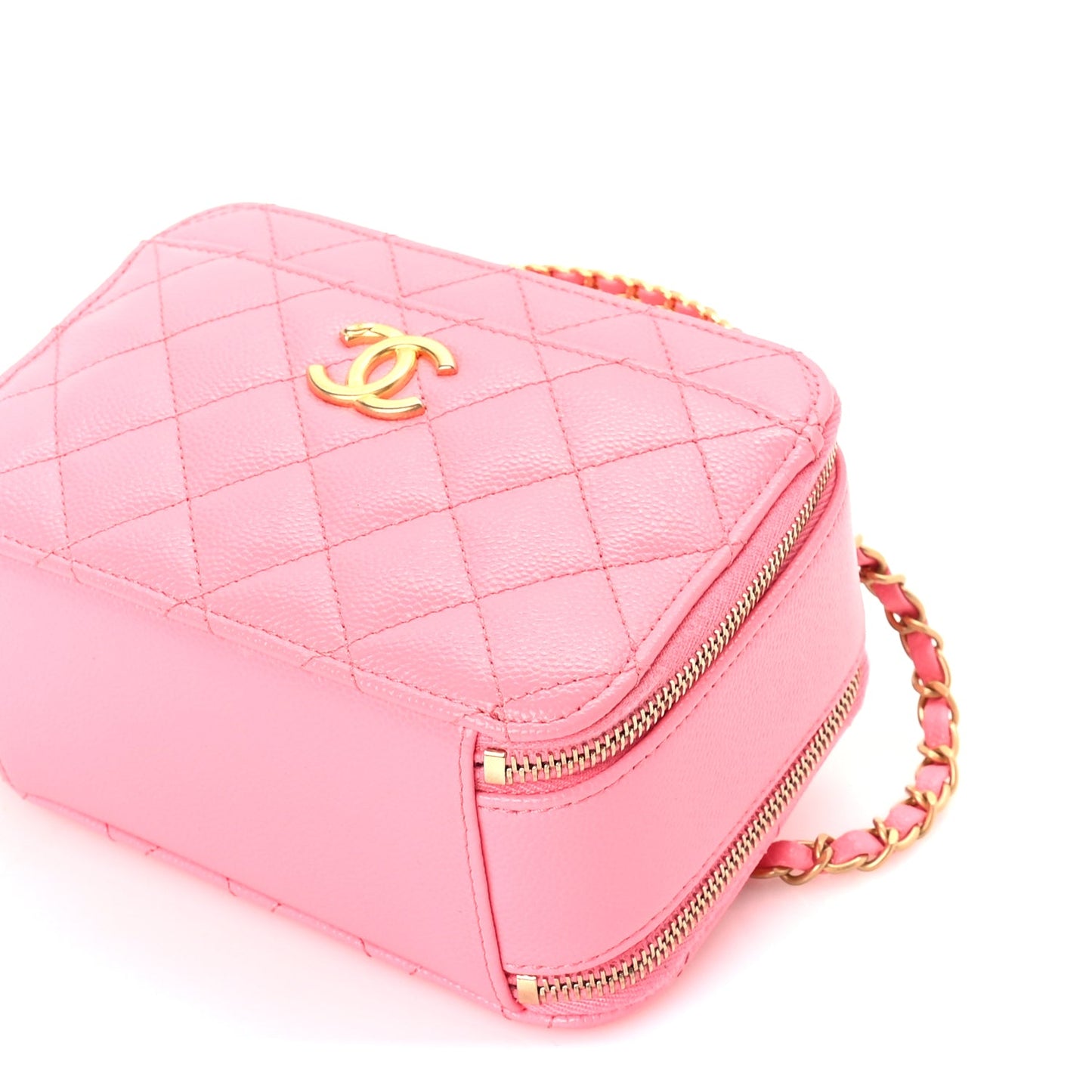 Chanel Caviar Quilted Pick Me Up Mini Vanity Case  Pink