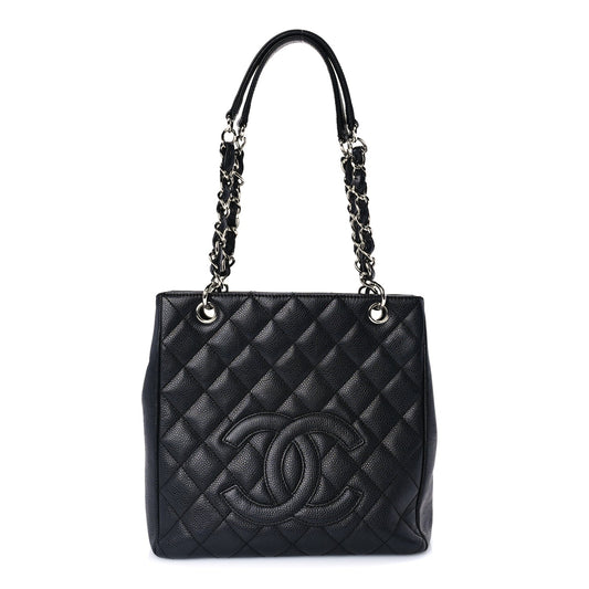 Chanel Caviar Quilted Petit Shopping Tote PST Black