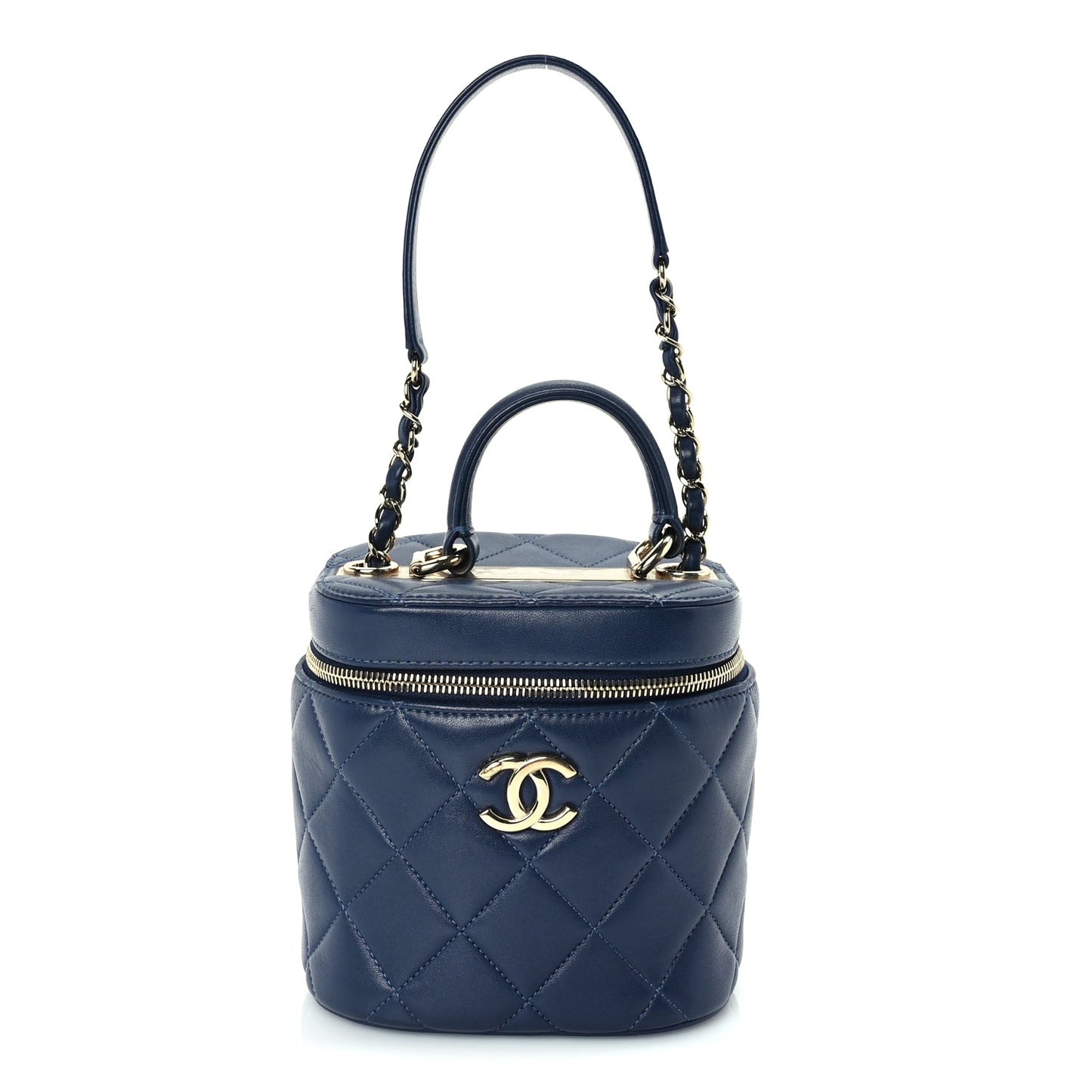 Chanel Lambskin Quilted Trendy Vanity Case Blue