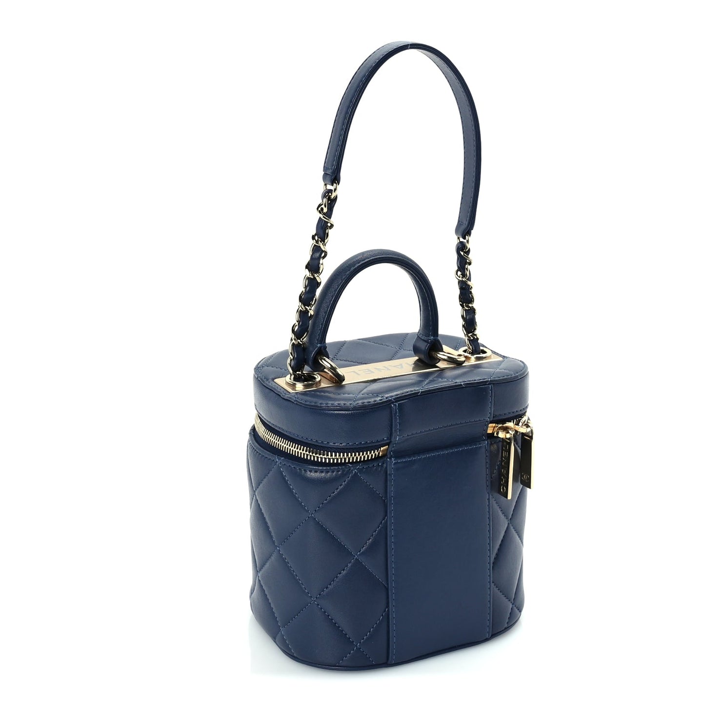 Chanel Lambskin Quilted Trendy Vanity Case Blue