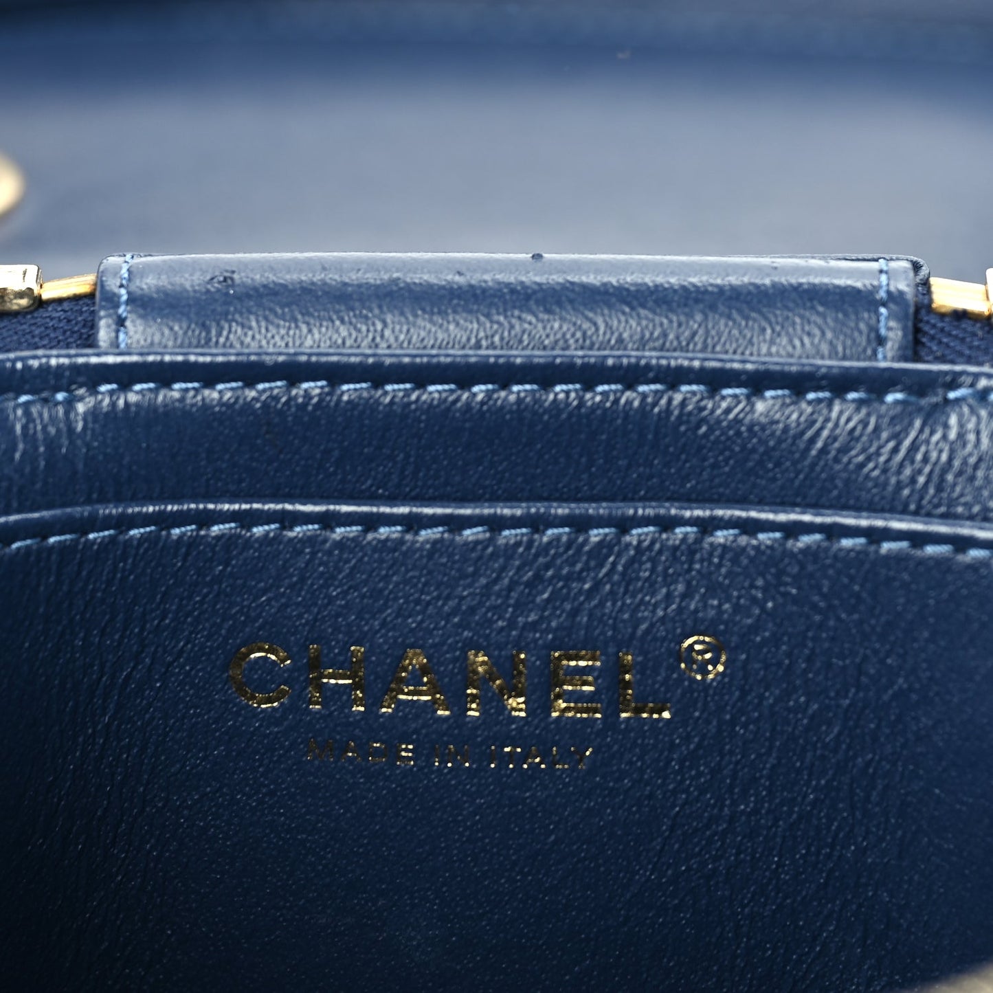 Chanel Lambskin Quilted Trendy Vanity Case Blue