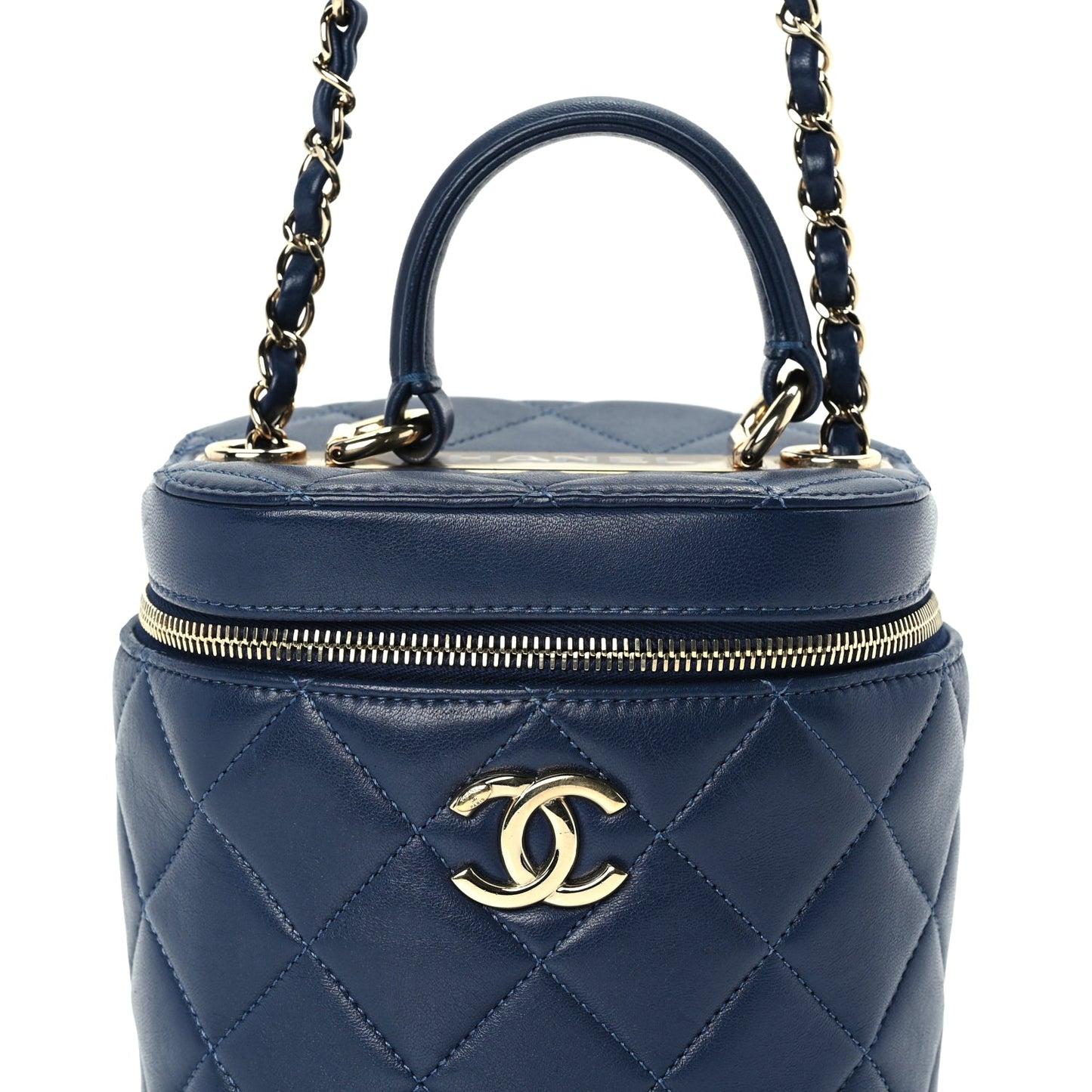 Chanel Lambskin Quilted Trendy Vanity Case Blue