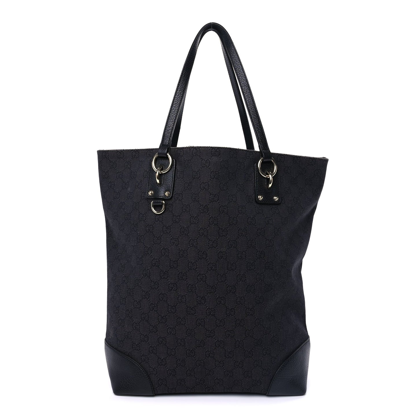 Gucci Denim Monogram Medium Handle Vertical Tote Black