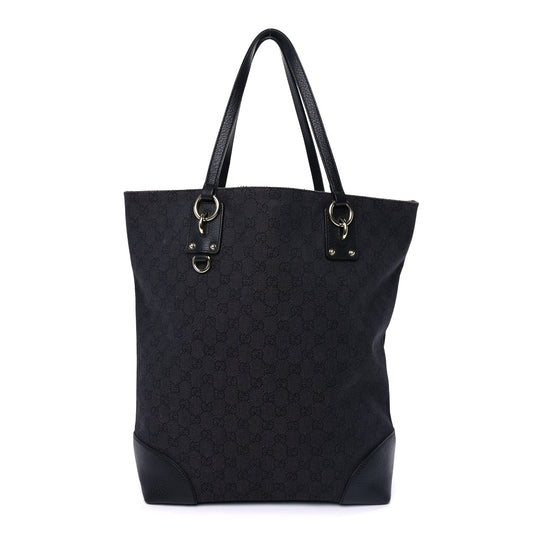 Gucci Denim Monogram Medium Handle Vertical Tote Black
