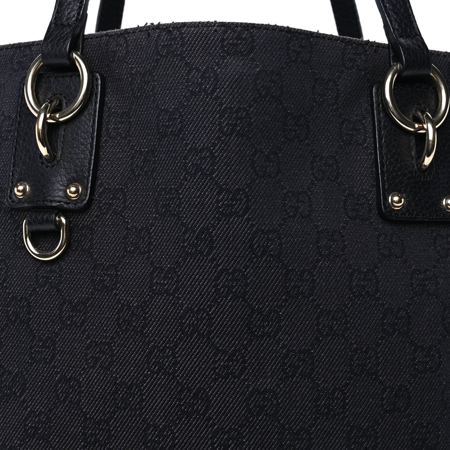 Gucci Denim Monogram Medium Handle Vertical Tote Black