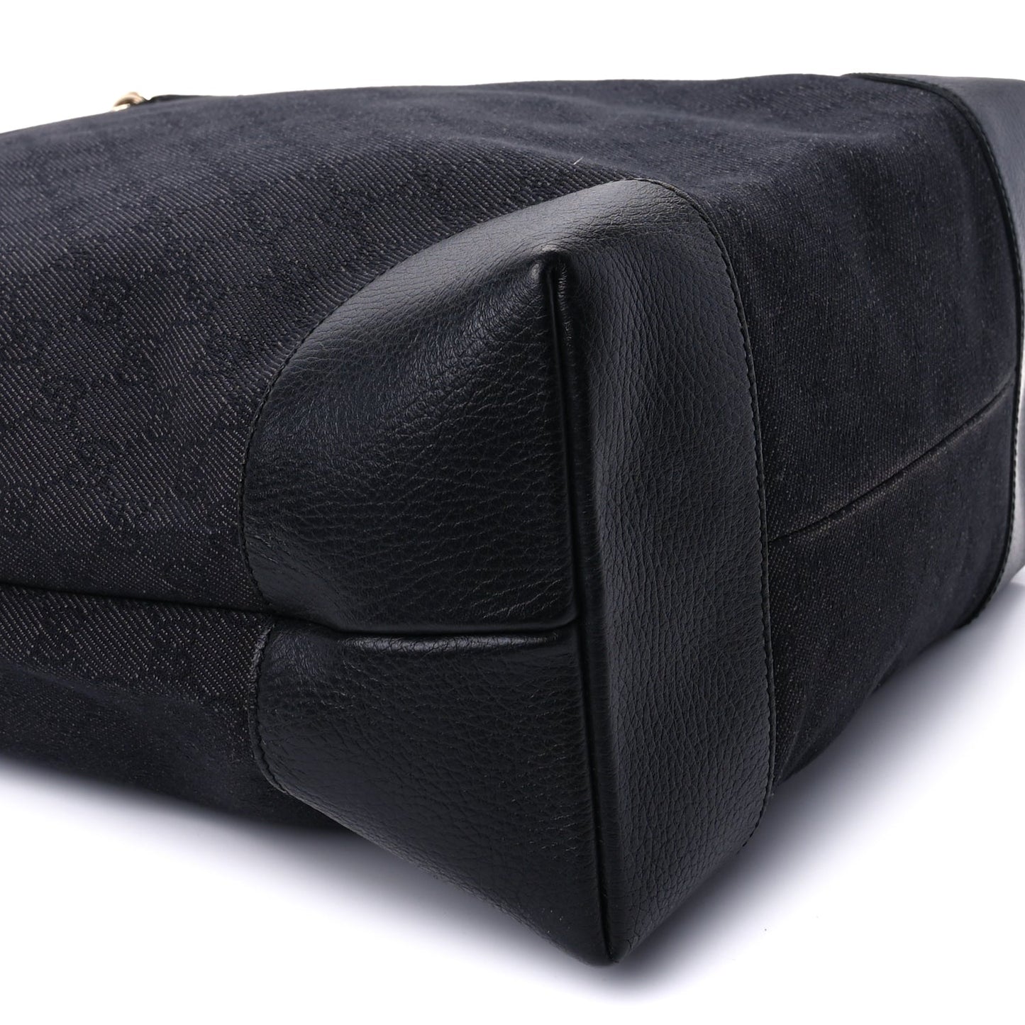 Gucci Denim Monogram Medium Handle Vertical Tote Black