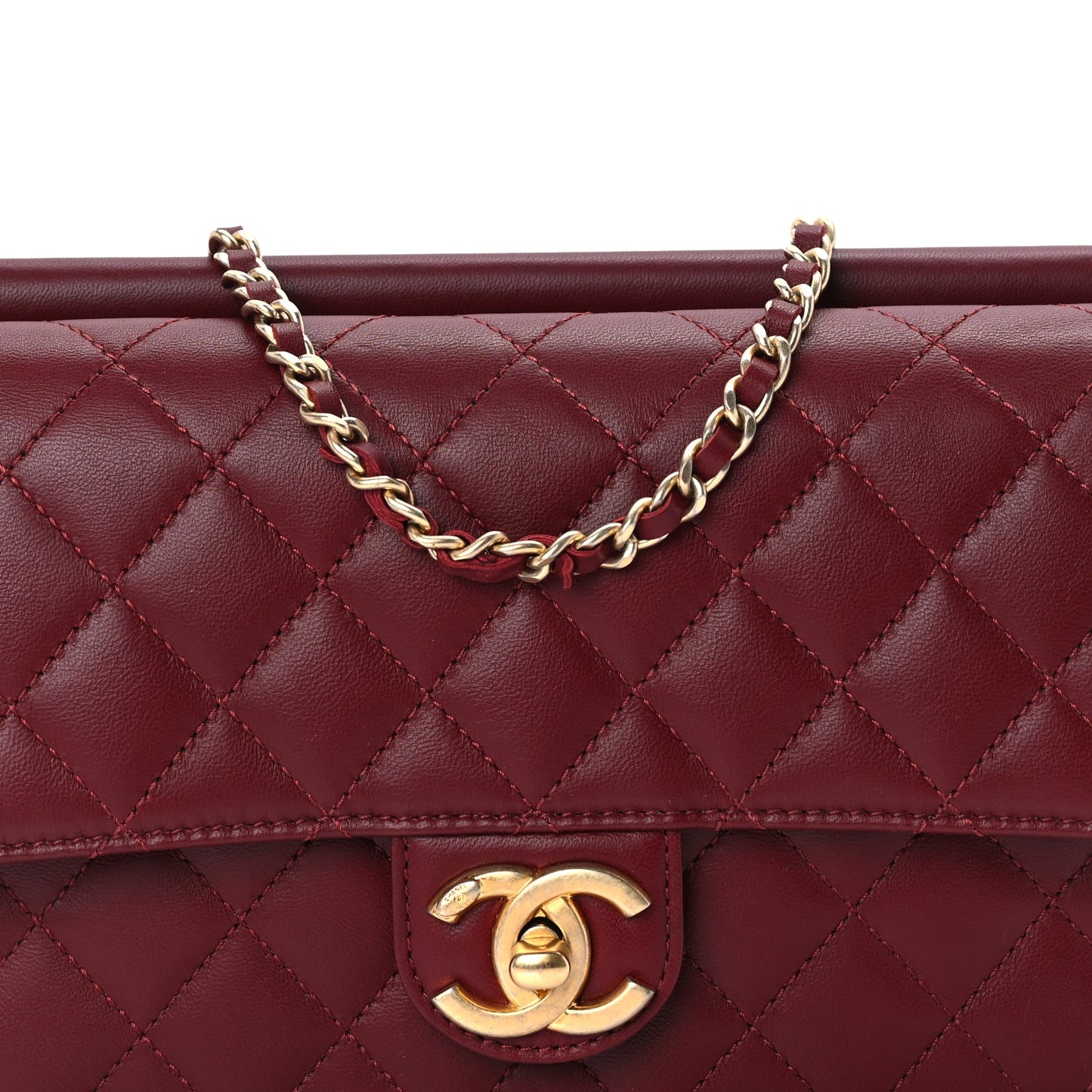 Chanel Lambskin Quilted Medium Crossing Times Flap  Red