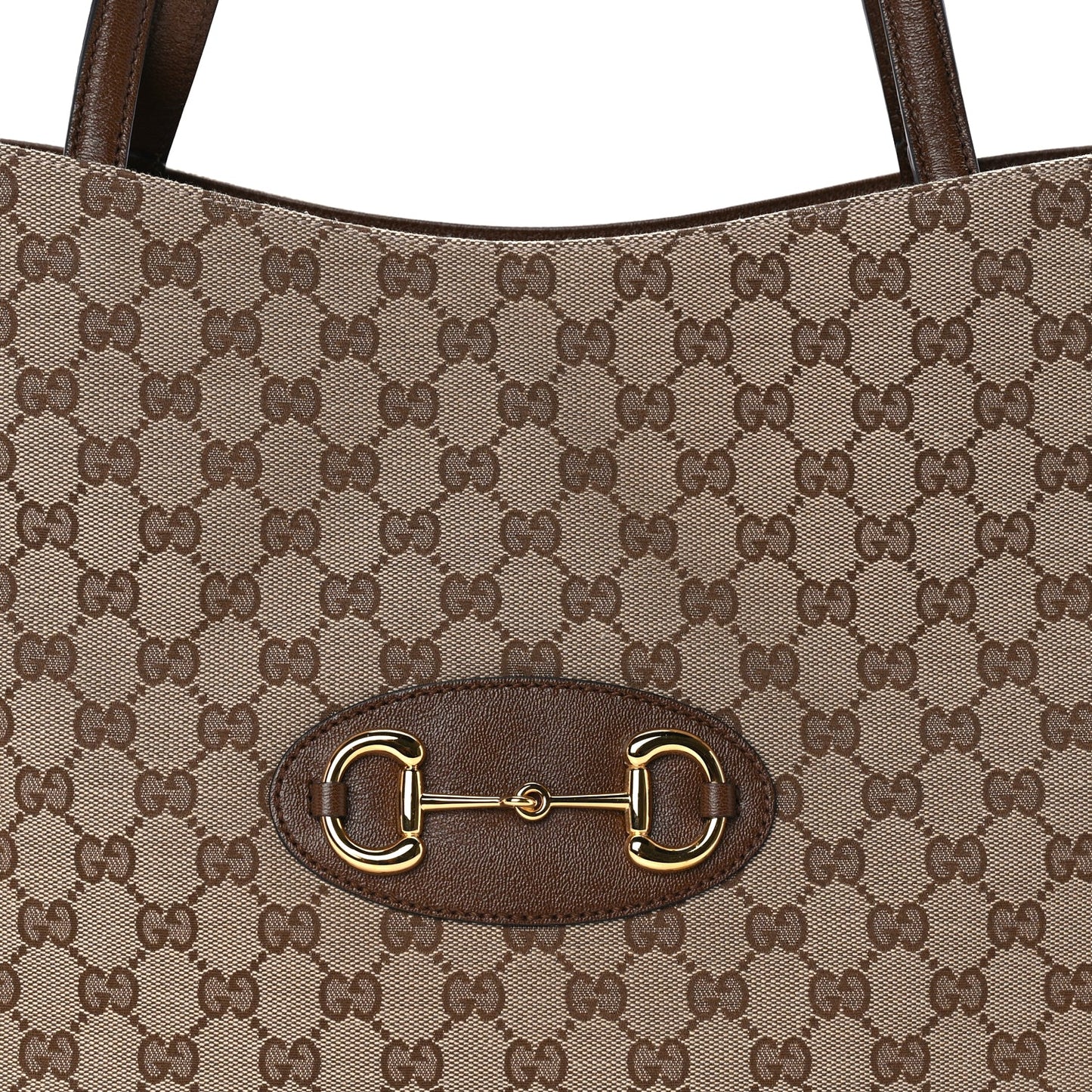 Gucci Monogram Horsebit 1955 Tote Bag Beige  Brown Sugar