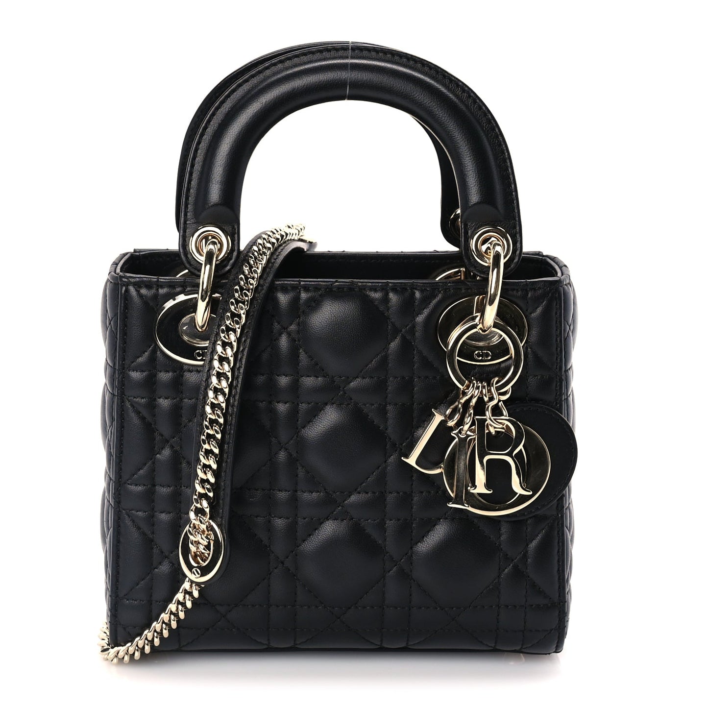 Christian Dior Lambskin Cannage Mini Lady Dior Black