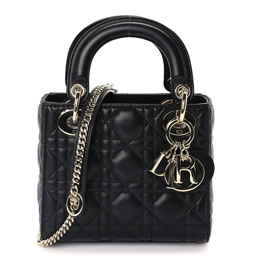 Christian Dior Lambskin Cannage Mini Lady Dior Black