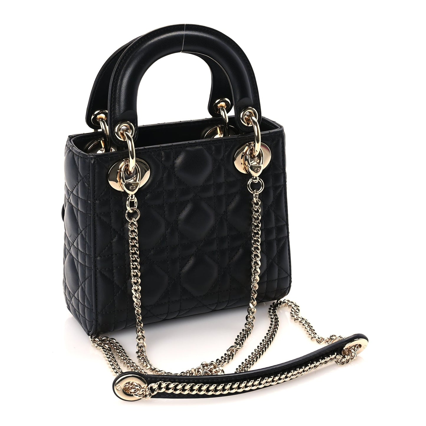 Christian Dior Lambskin Cannage Mini Lady Dior Black