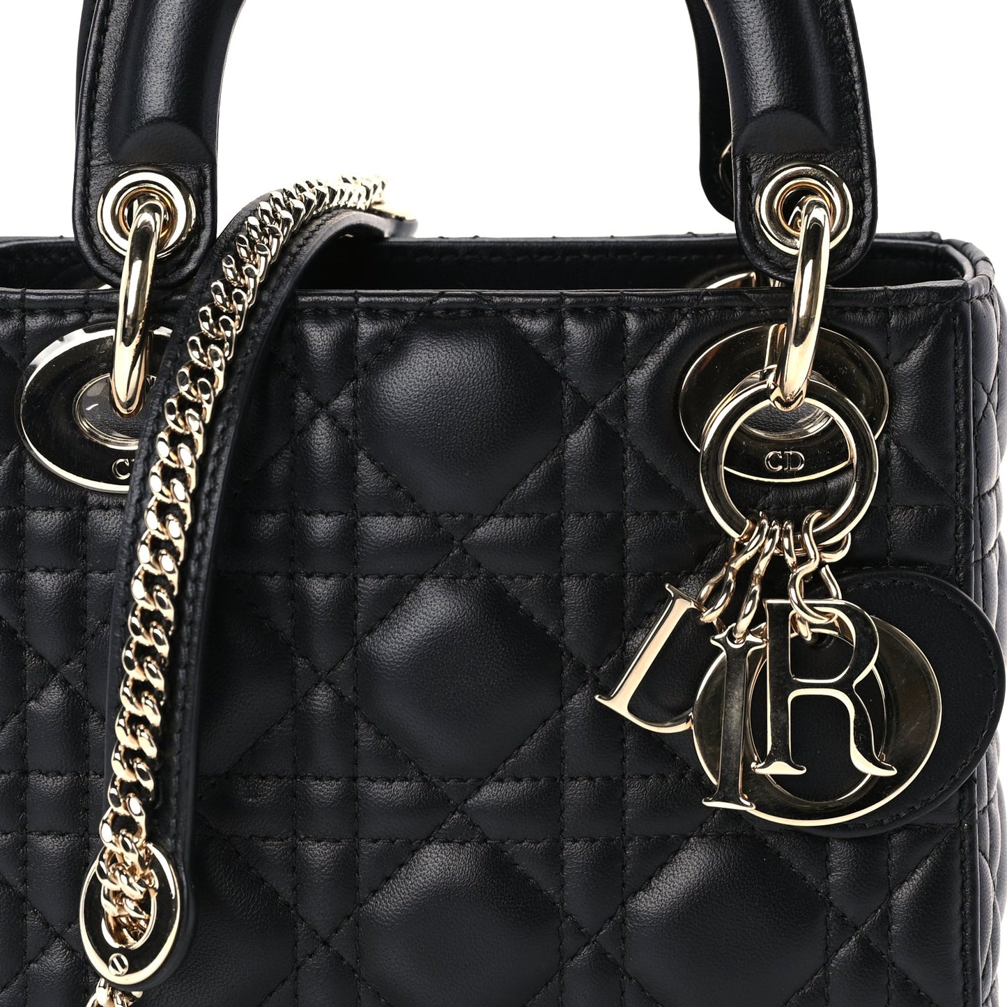 Christian Dior Lambskin Cannage Mini Lady Dior Black