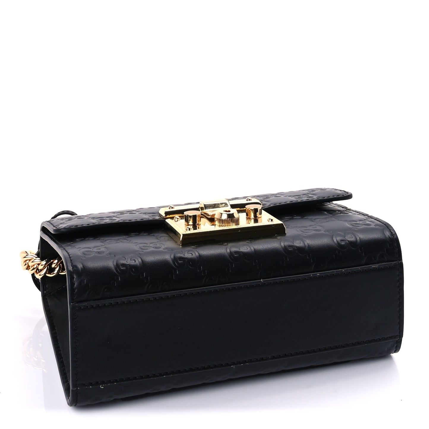Gucci Guccissima Small Padlock Shoulder Bag  Black
