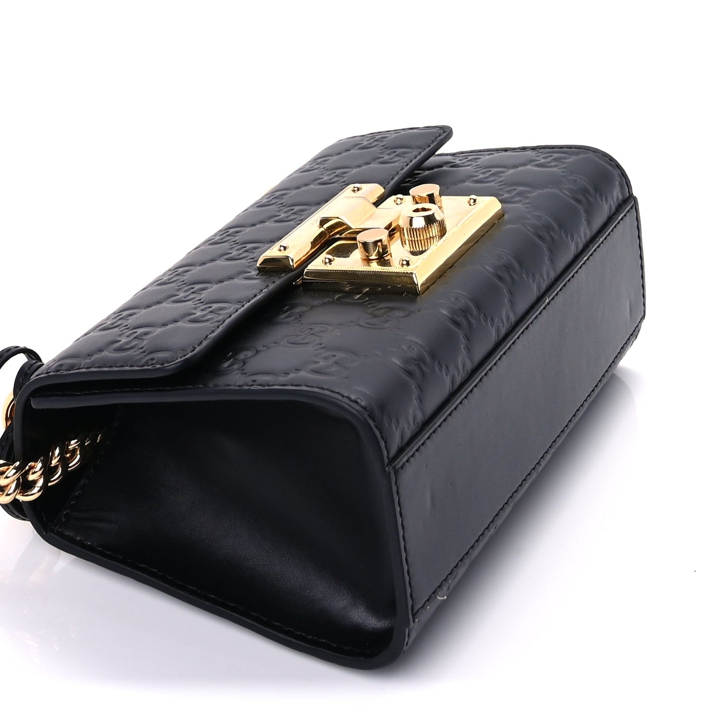 Gucci Guccissima Small Padlock Shoulder Bag  Black