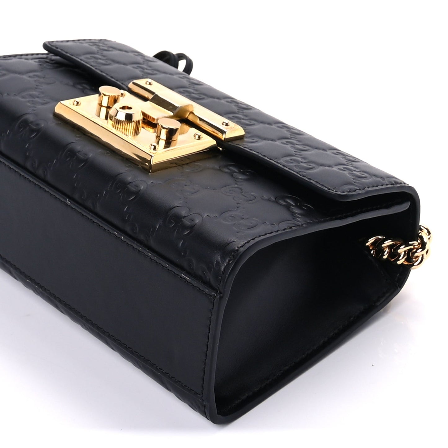 Gucci Guccissima Small Padlock Shoulder Bag  Black