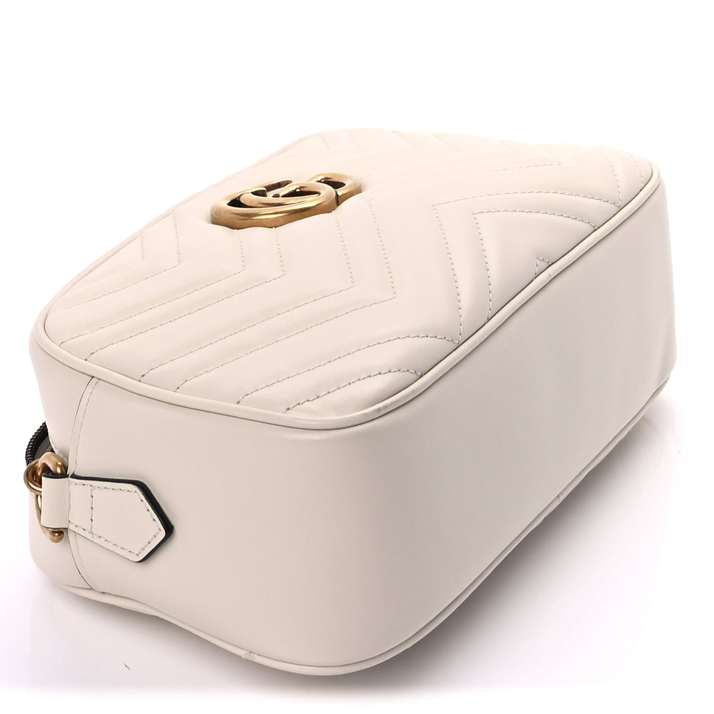 Gucci Calfskin Matelasse Small GG Marmont Chain Shoulder Bag  White