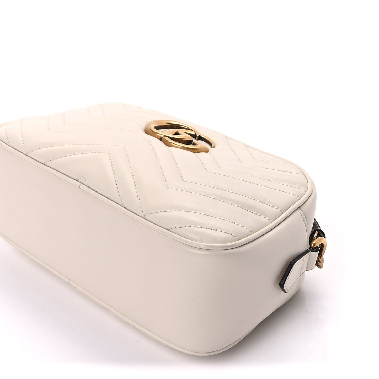 Gucci Calfskin Matelasse Small GG Marmont Chain Shoulder Bag  White