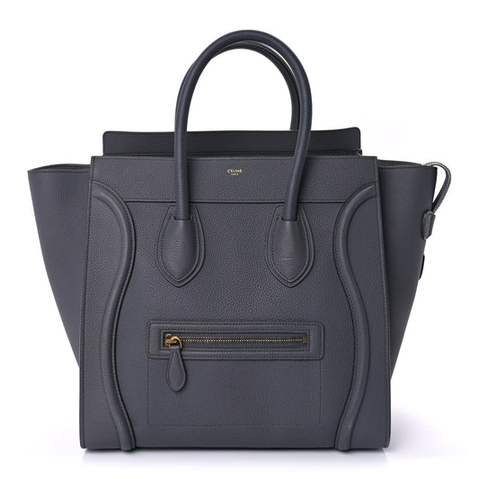 Celine Drummed Calfskin Mini Luggage  Kohl