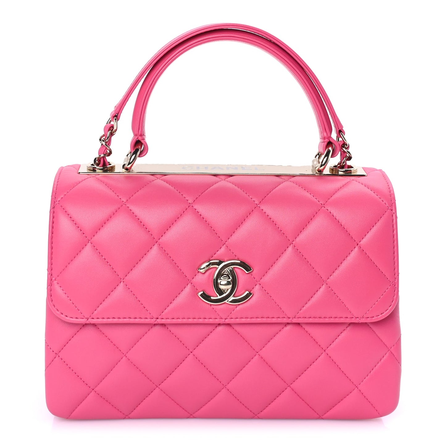 Chanel Lambskin Quilted Small Trendy CC Flap Dual Handle Bag  Dark Pink