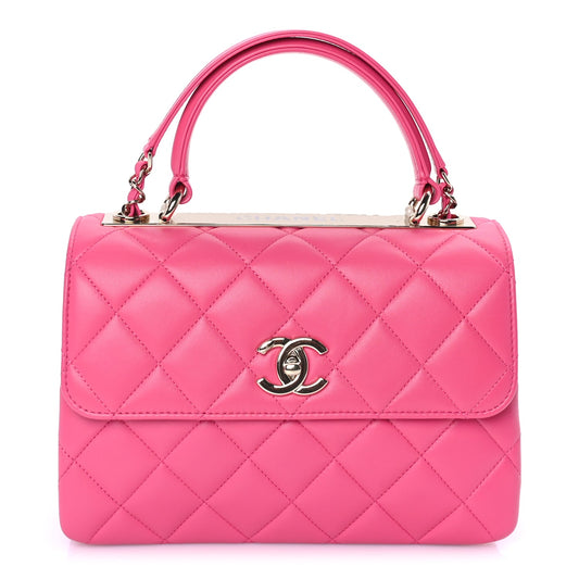 Chanel Lambskin Quilted Small Trendy CC Flap Dual Handle Bag  Dark Pink
