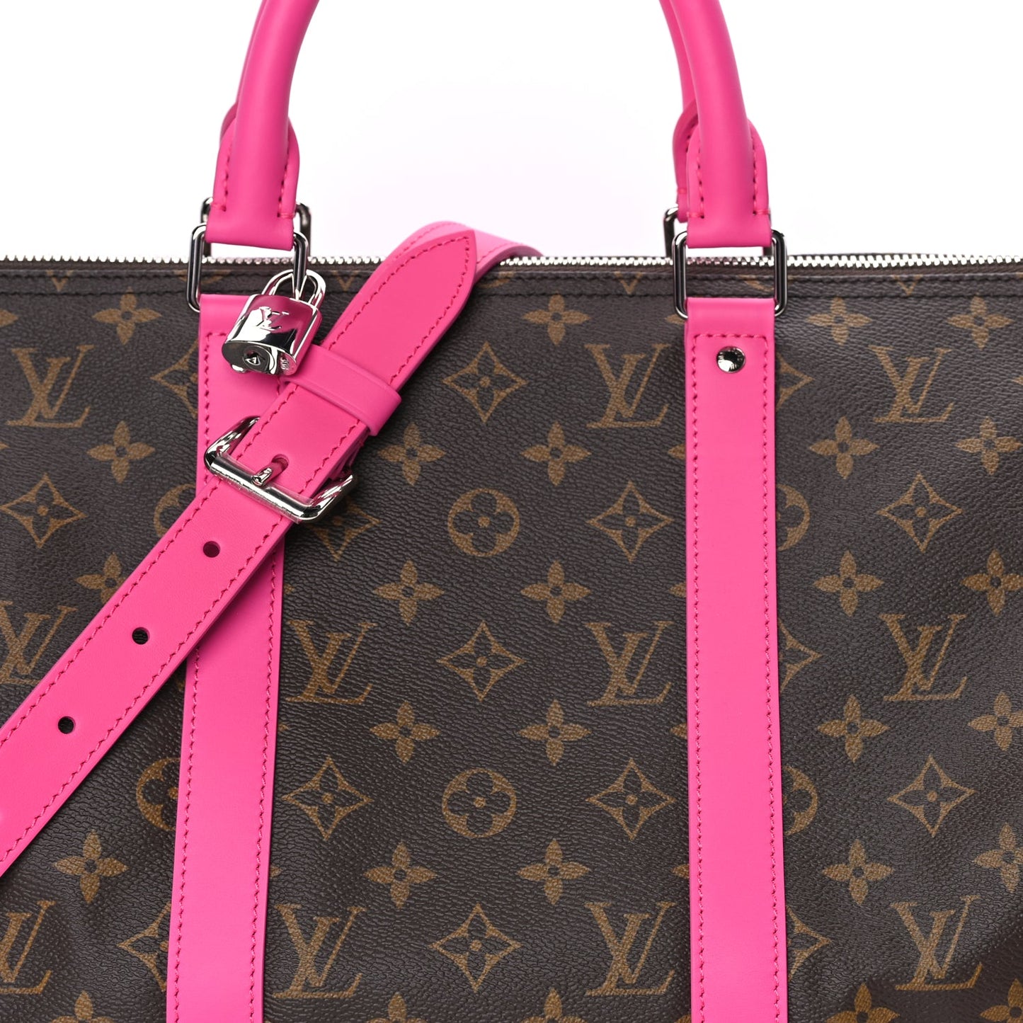 Louis Vuitton Monogram Macassar Keepall Bandouliere 50 Fuchsia