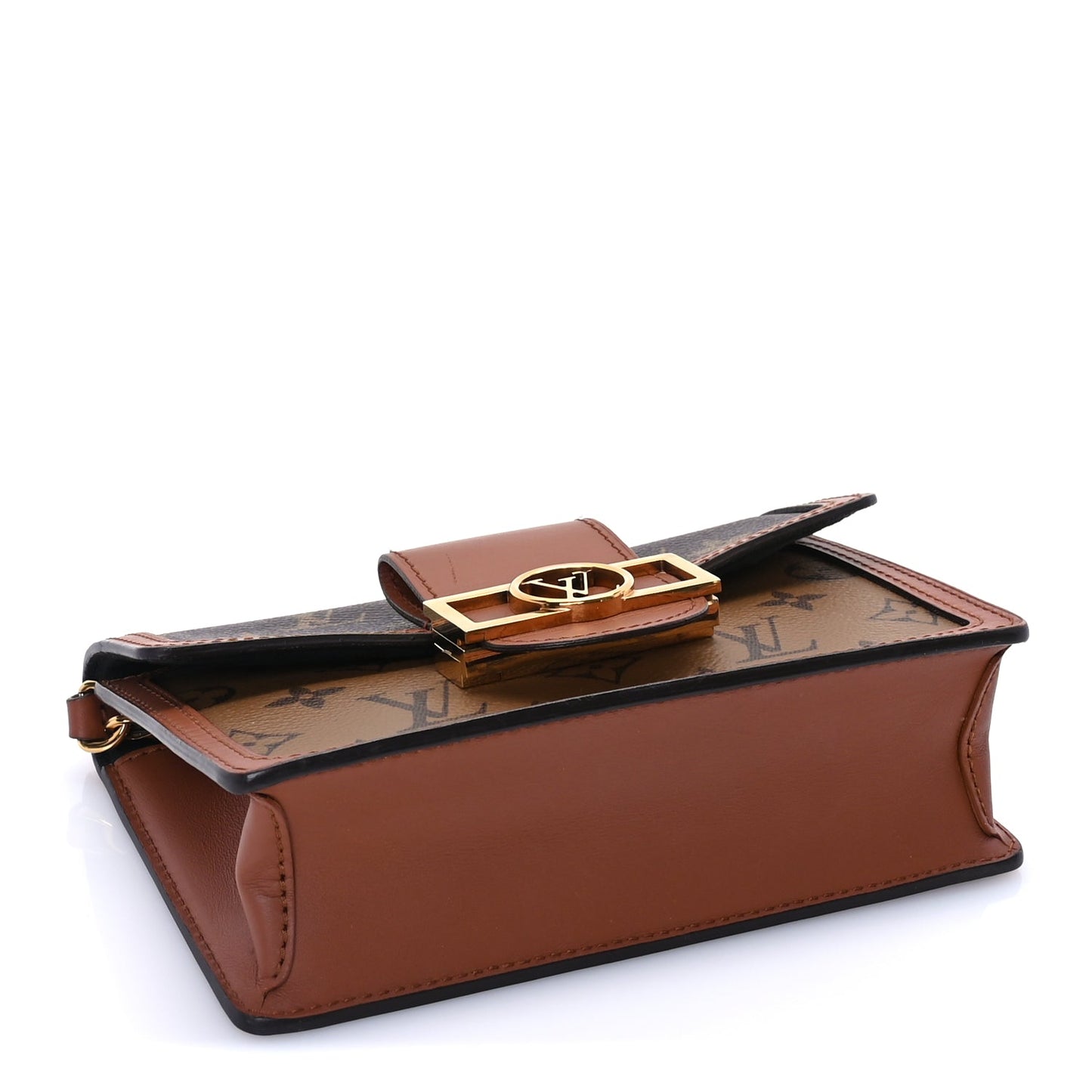 Louis Vuitton Reverse Monogram Dauphine Chain Wallet Brown