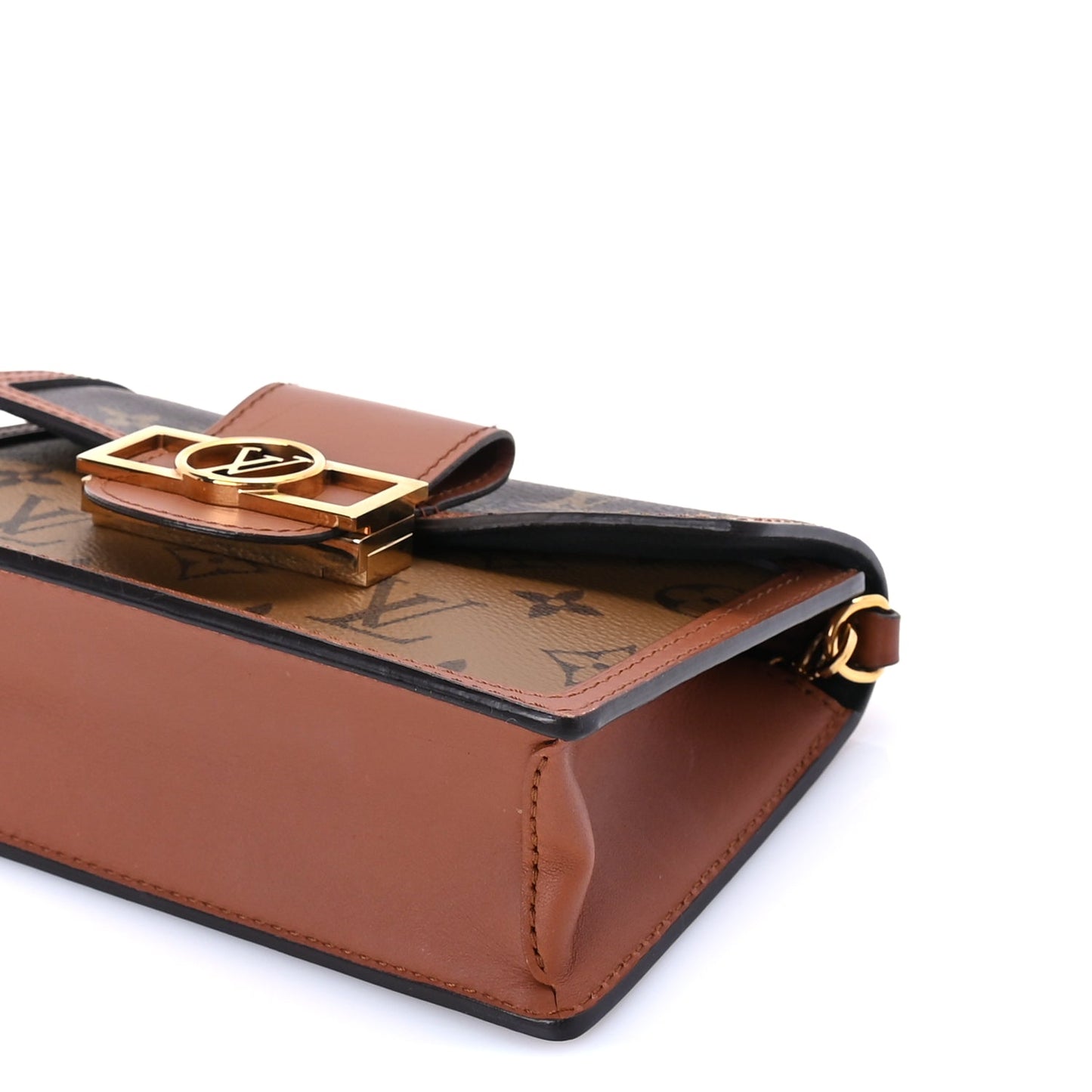 Louis Vuitton Reverse Monogram Dauphine Chain Wallet Brown