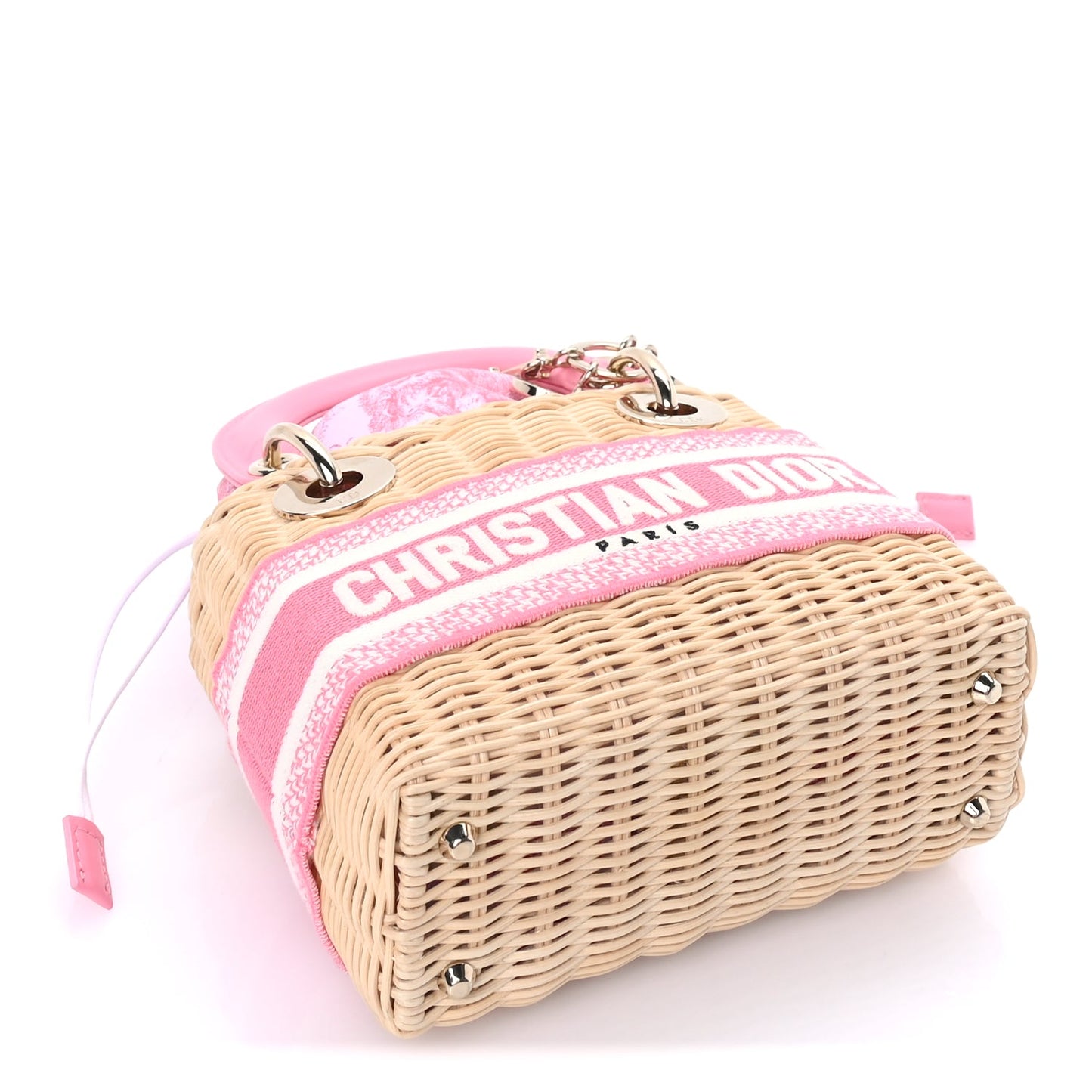 Christian Dior Wicker Oblique Mini Lady Dior Bag Pink