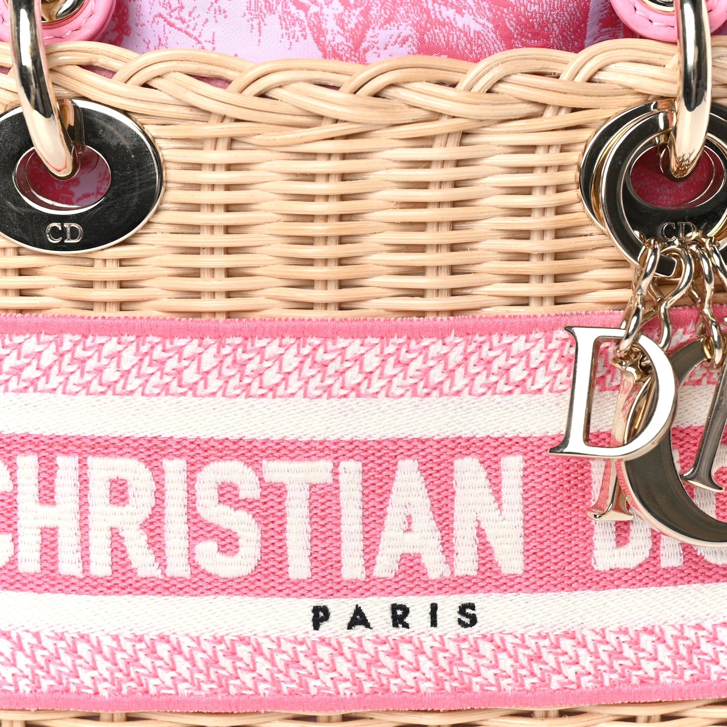 Christian Dior Wicker Oblique Mini Lady Dior Bag Pink
