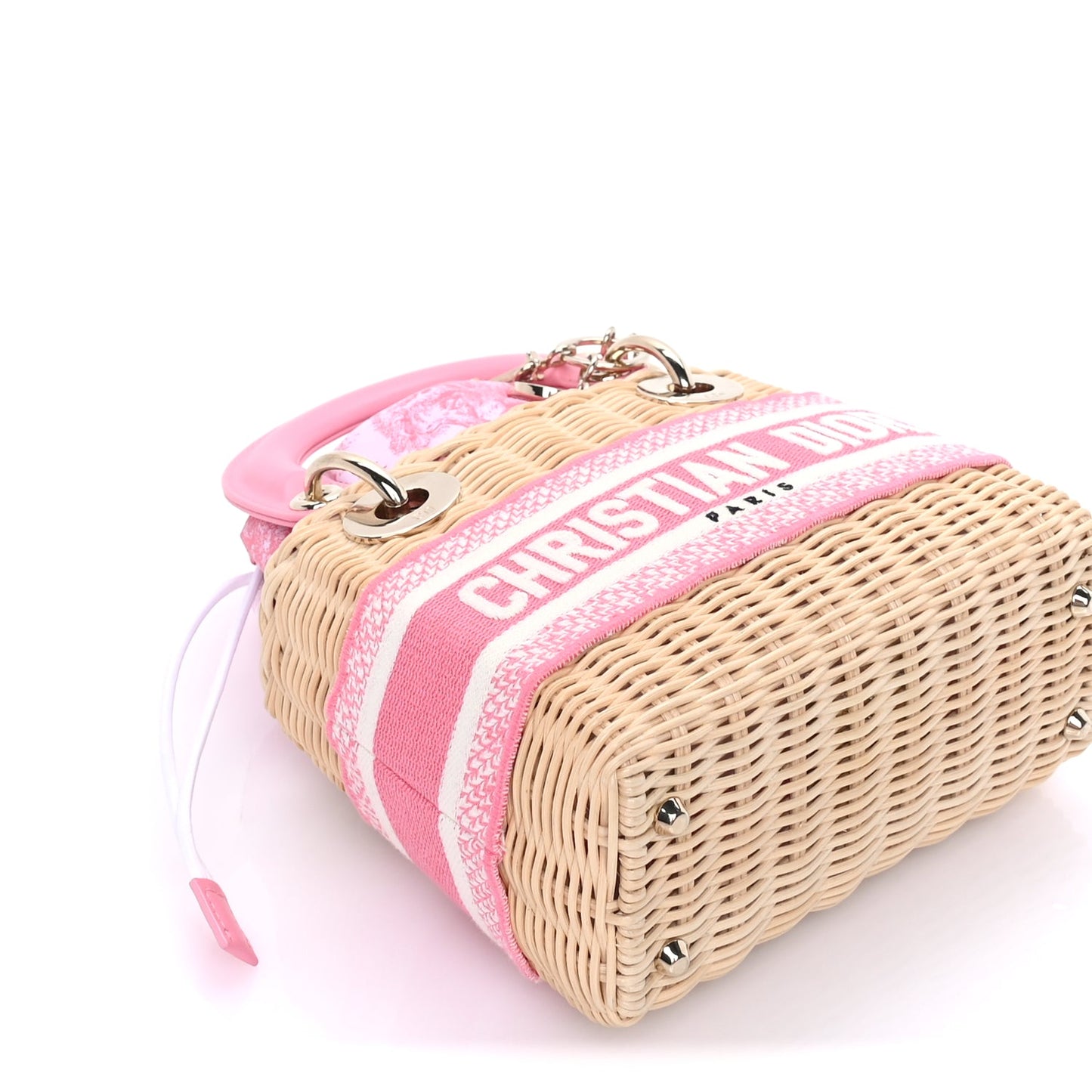 Christian Dior Wicker Oblique Mini Lady Dior Bag Pink