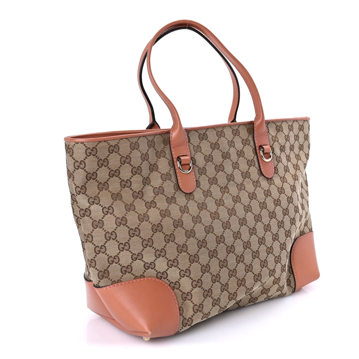 Gucci Monogram Large Heart Bit Charm Top Handle Tote Coral