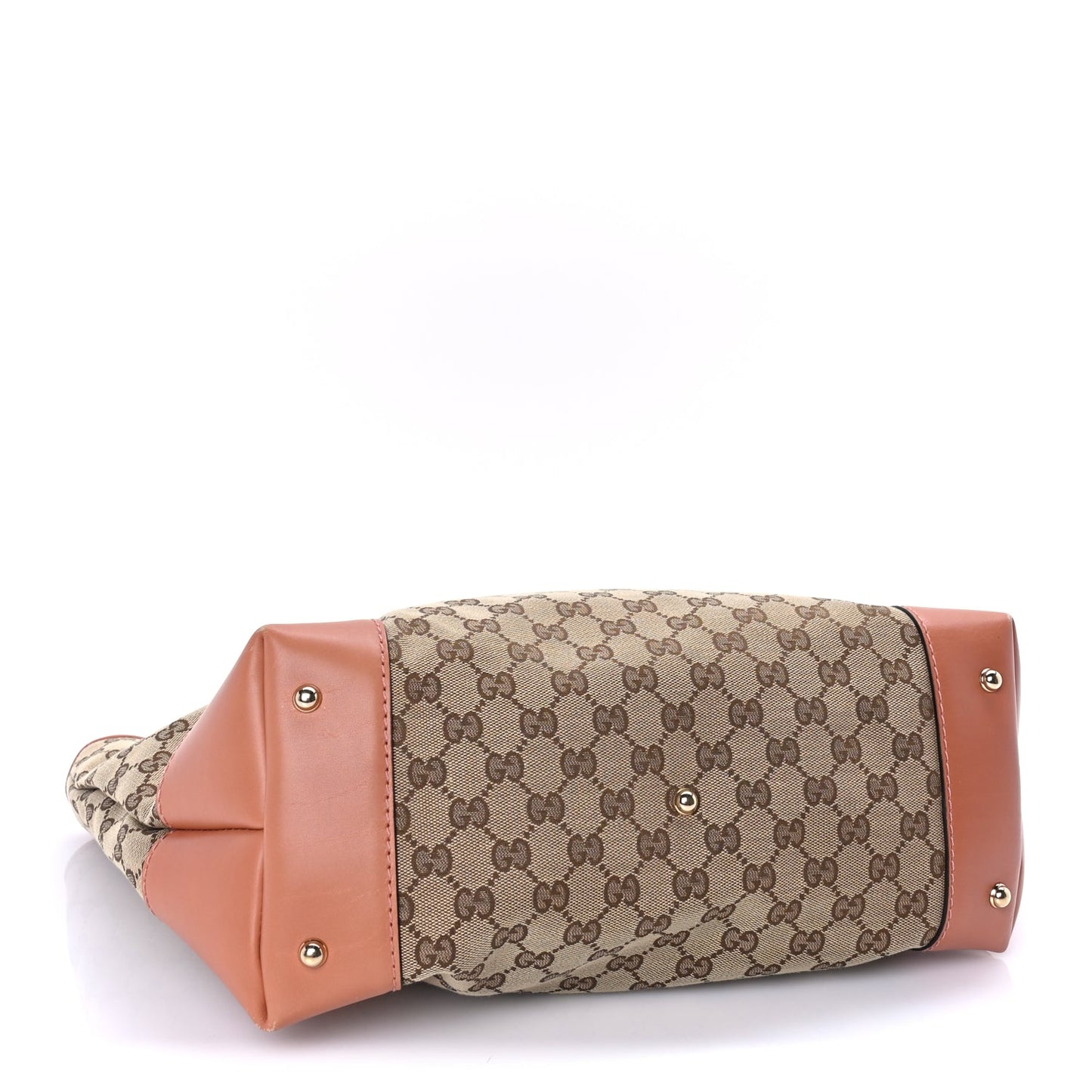 Gucci Monogram Large Heart Bit Charm Top Handle Tote Coral