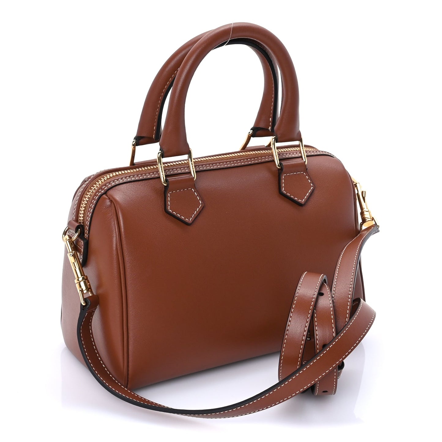 Celine Smooth Calfskin Triomphe Small Boston Bag Tan